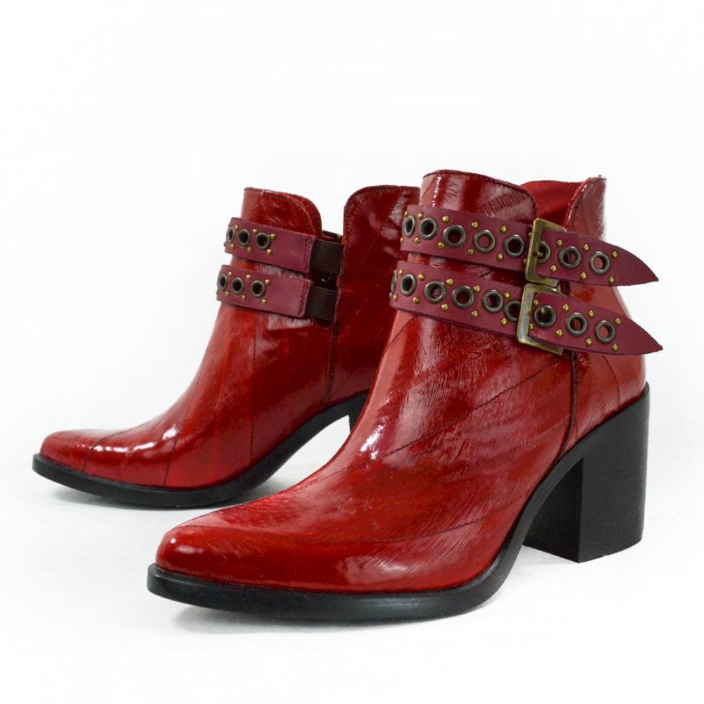 Jennifer Red Eel Leather Boot